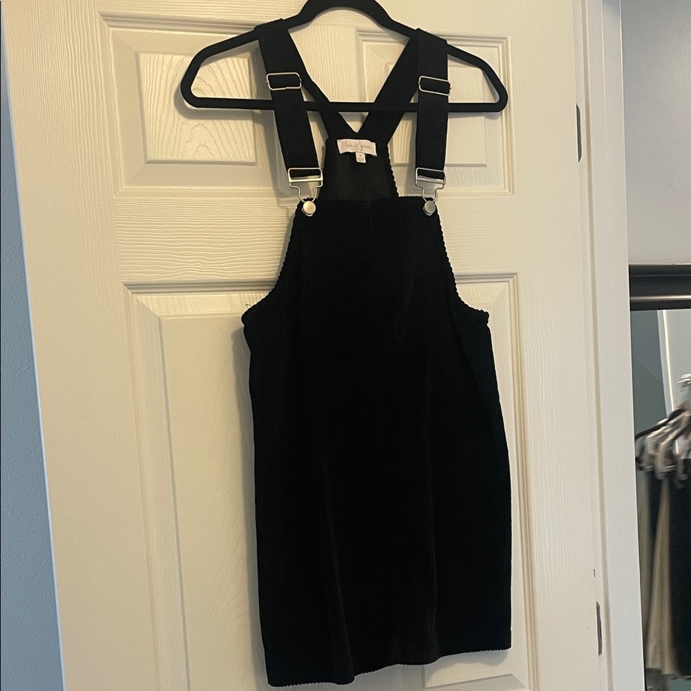 Black Corduroy Overall Dress